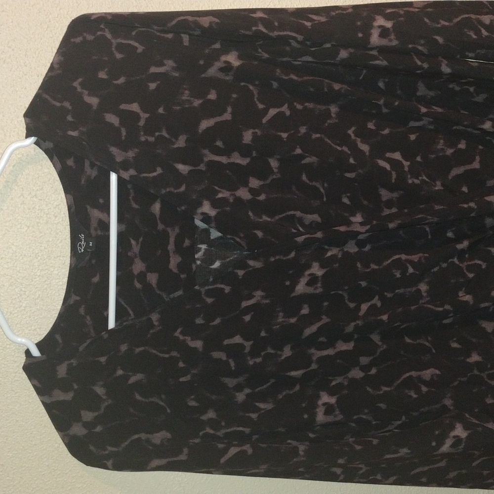 Rails Black and Brown Leopard Print Blouse M - image 2